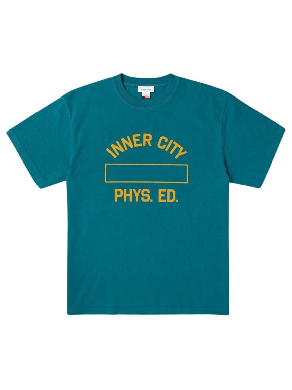 Men's Physical Education Relaxed Oversized Box Fit Tee T-Shirt (Large, Teal)