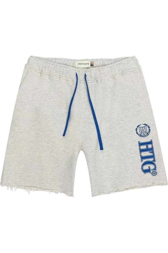 Men's Studio Embroidered Logo French Terry Sweatshorts (Small, Heather Grey)