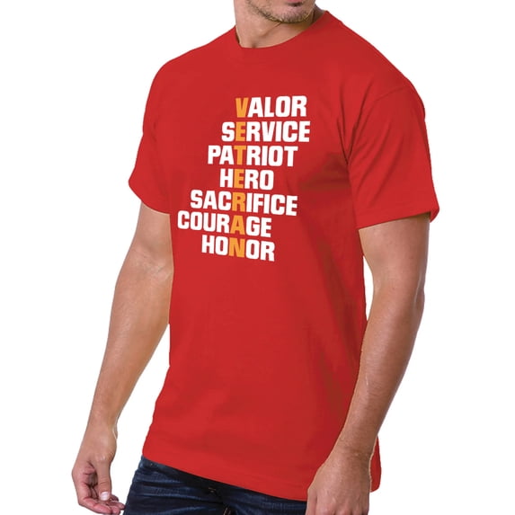 Honor Veteran Graphic Design Made In USA Heavy Weight Crew T-Shirt - Red 4XL