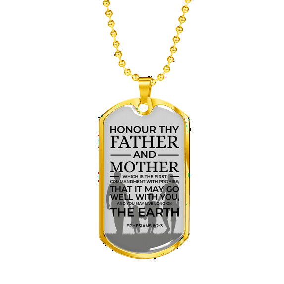 Honor Your Parents Necklace Bible Verse Dog Tag Pendant Necklace