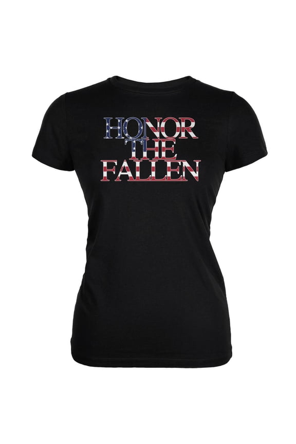 Honor the Fallen American Patriot Black Juniors Soft T-Shirt - Large
