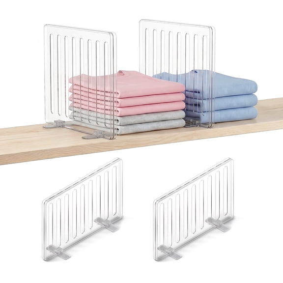 HonorHut 2 Pack Clothing Shelf Dividers, Adjustable Vertical Closet Organizer Separators with adhesive tape, for Clothes Handbags Sweaters Towels in Bedroom Kitchen Office, 7.8" Tall