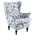 thumbnail image 1 of HonorHut 2 Pack Wing Back Chair Slipcovers Armchair Cover Stretch Wing Chair Slipcover Printed Washable Cover for Chairs Non-Slip Furniture Cover Blue, 1 of 6