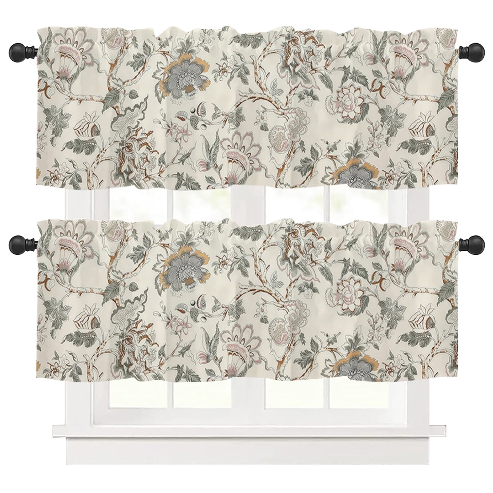 HonorHut 2 Panels Curtain Valances Short Watercolor Blossoming Floral ...