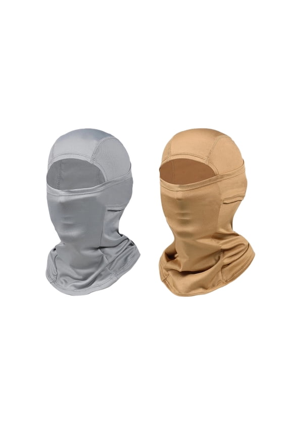2Pcs Balaclava Face Mask UV Protection Breathable Lightweight Thin Mask Sun Hood for Men Women Motorcycle Cycling Running Hiking Gray+sandy color