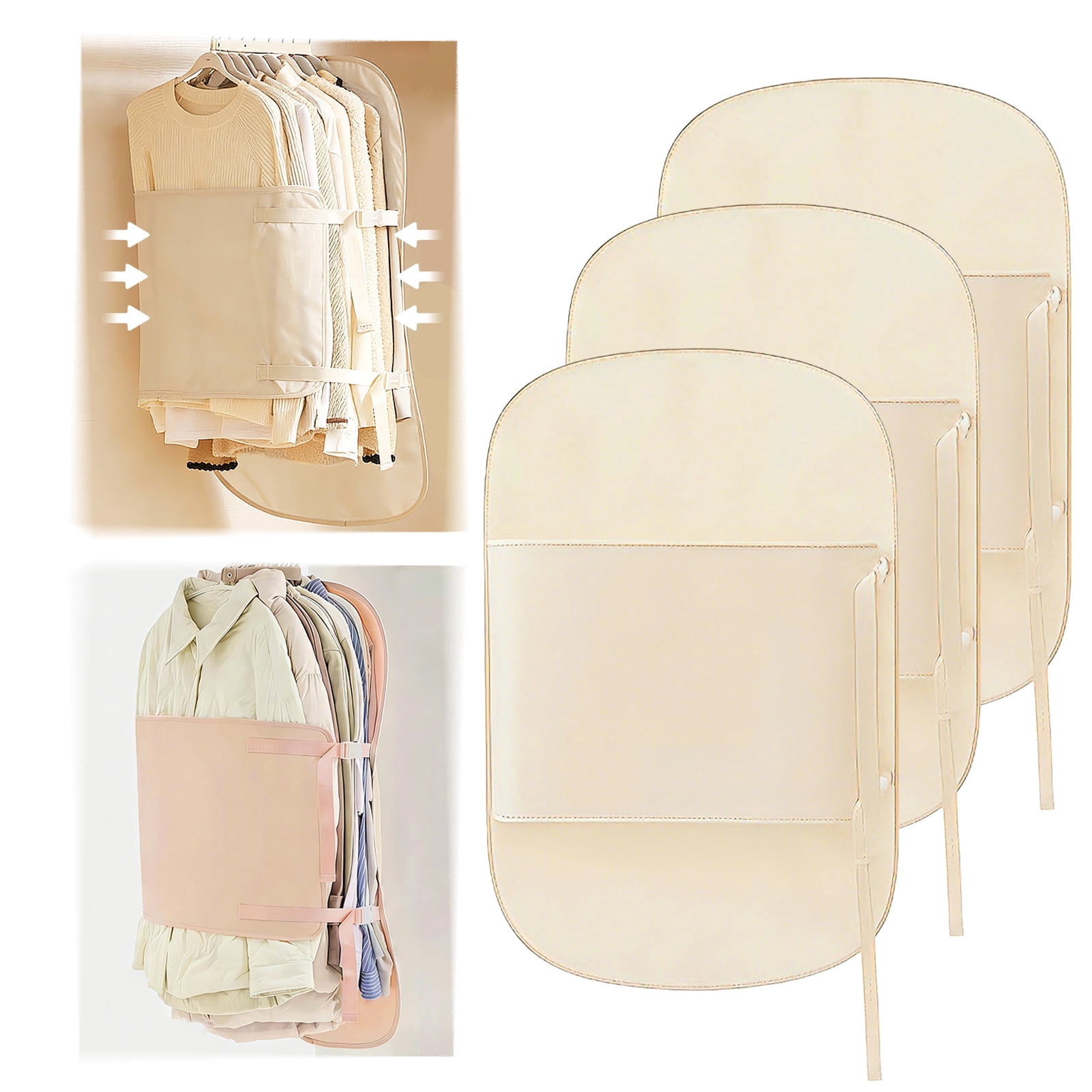 HonorHut 3 Pack Hanging Vacuum Storage Bags with Strap Space-Saver ...