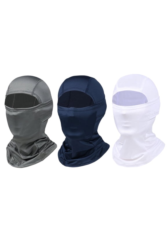 3Pcs Cycling Face Mask Quick Drying Breathable Lightweight Full Face Cover Mask Protector for Outdoor Sports Riding (Gray+ Blue+White)
