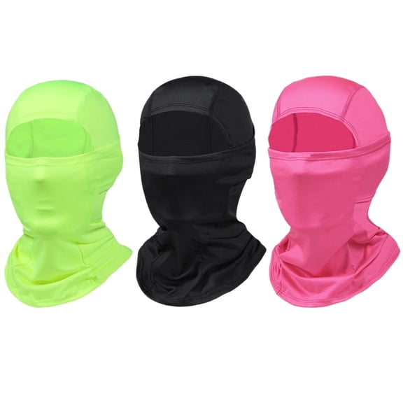 HonorHut 3Pcs Cycling Face Mask Quick Drying Breathable Lightweight Full Face Cover Mask Protector for Outdoor Sports Riding (Green Black Red)