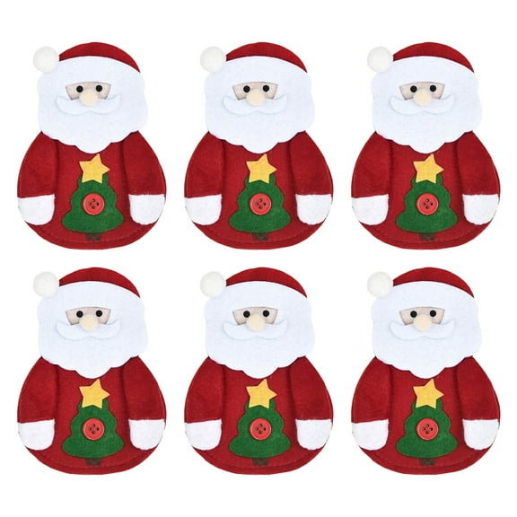 HonorHut 6 Pack Christmas Silverware Holders Pockets Festive Cutlery Pouch Bag Tableware Holder Pouch Xmas Party Decorations 5.51x3.93Inch