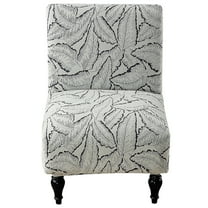 HonorHut Armless Chair Cover Jacquard Chair Slipcovers Without Arms Stretch Wing Back Chair Cover Chenille Printed Seat Cover Soft Washable Furniture Protector Grey