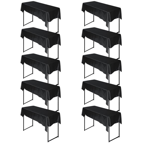 HonorHut Banquet Tablecloth Wrinkle Resistant Fabric Table Cloth Durable Party Table Cover Washable Rectangular Table Linen 60x102Inch Black