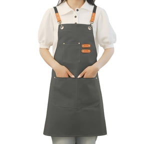 HonorHut Canvas Aprons Adjustable Cross Strap Aprons with 3 Pockets Waterproof Oil Resistant Pinafore Comfortable Tool Pinny for Baking Cooking Gardening Work Grey