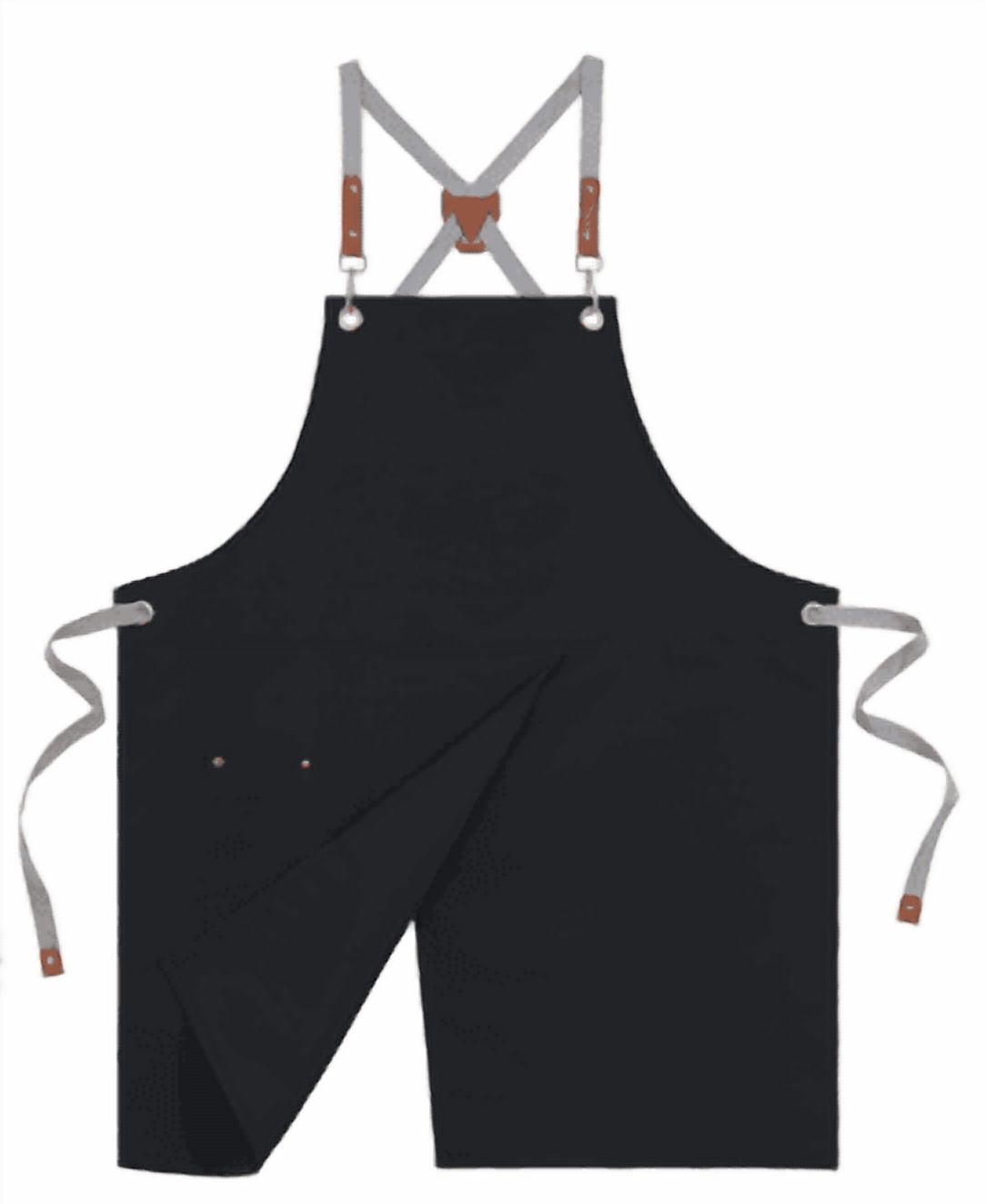 HonorHut Canvas Chef Apron Split Leg Apron with Multi Pocket Cross Back Adjustable Strap Work Apron for Kitchen Cooking Baking Grilling Black