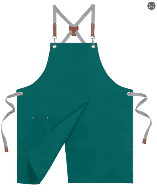 HonorHut Canvas Chef Apron Split Leg Apron with Multi Pocket Cross Back Adjustable Strap Work Apron for Kitchen Cooking Baking Grilling Green