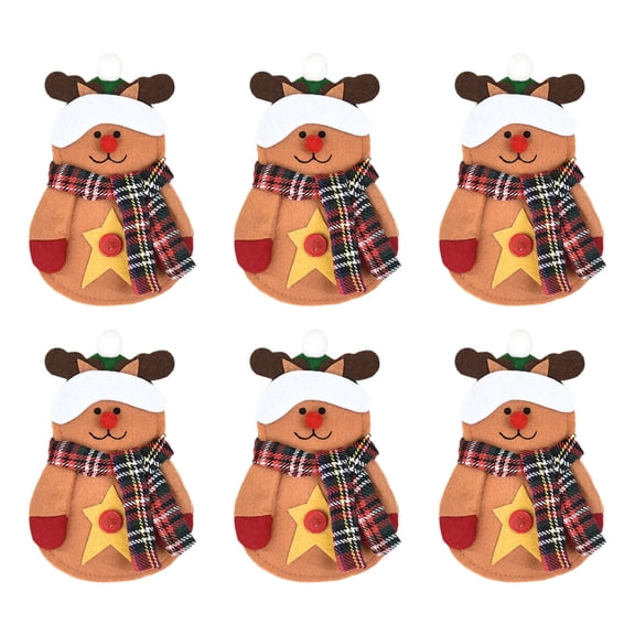 HonorHut Christmas Cutlery Pouch Bag Decorative Tableware Bags Christmas Style Utensil Pouch for Knife Fork Spoon 6 Piece 5.51x3.93Inch