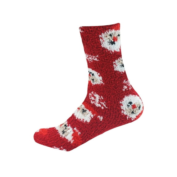 HonorHut Christmas Fuzzy Socks Warm Fluffy Slipper Socks for Women Colorful Sleeping Socks Soft Xmas Gifts 1 Pair Size 6-11 Red White