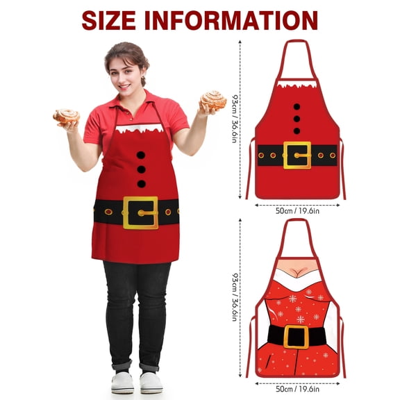 HonorHut Christmas Kitchen Aprons for Women Men Adjustable Cooking Chef Apron Waterproof Bib Aprons Baking Holiday Decorations Gift Red