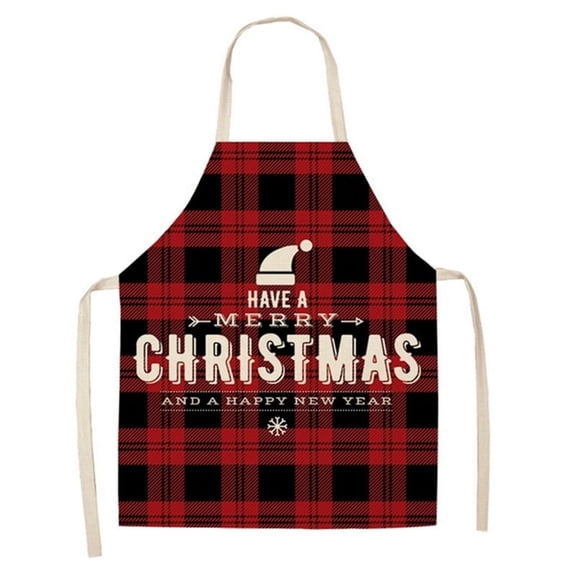 HonorHut Christmas Kitchen Aprons for Women Men Adjustable Cooking Chef Aprons Waterproof Bib Aprons Baking Holiday Decorations Gift Red Black Grid