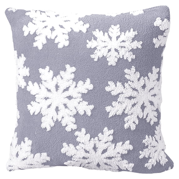 HonorHut Christmas Pillow Covers Ultra Soft Snowflake Throw Pillow Cover Decorative Cozy Fluffy Pillowcase 18x18 Inch Gray