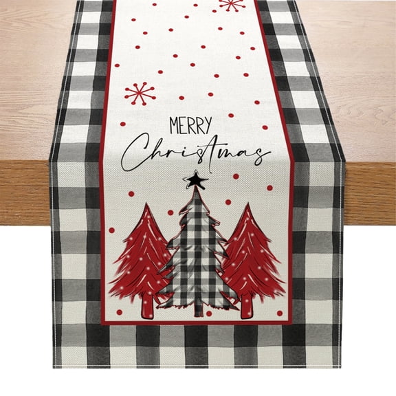 HonorHut Christmas Printed Table Flag Farmhouse Tablecloth Non-Slip Table Runner Seasonal Winter Tablerunner Kitchen Dining Table Decoration 13x72Inch White Grey