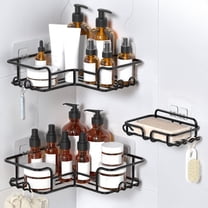 HonorHut Corner Shower Caddy with Soap 3 Packs Adhesive Shower Organizers No Drilling Shower Storage Rack for Family Renters Bathroom White