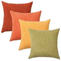 HonorHut Decorative Throw Pillow Covers 18x18 Inch Soft Corduroy Pillowcases Modern Boho Stripe Pillow Covers 4 Piece Set Orange Green