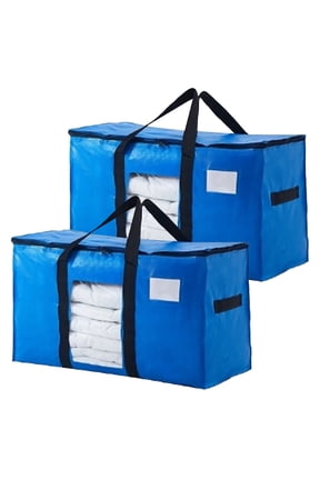 Extra Large Moving Bags Heavy Duty Storage Totes Wrap Around Handles Packing Bags for Dorm Room Essentials 2 Pieces Blue