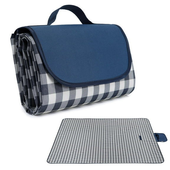 HonorHut Extra Large Picnic Blanket Foldable Lightweight Sand Mat Waterproof Beach Blankets Festival Lawn Mats for Outdoor Camping Hiking Travel 57x79Inch Navy Blue