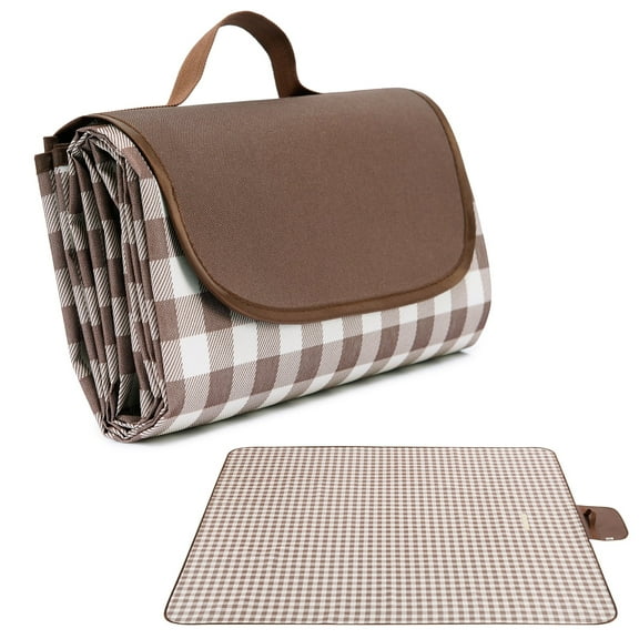 HonorHut Extra Large Picnic Blanket Foldable Lightweight Sand Mat Waterproof Beach Blankets Festival Lawn Mats for Outdoor Camping Hiking Travel 57x79Inch Coffee