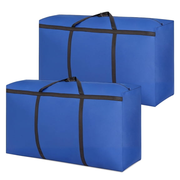 HonorHut Extra Large Storage Bags Foldable Moving Bags Travel Packing Duffel Bag Set Storage Totes Waterproof Luggage Bag 2 Piece Navy Blue