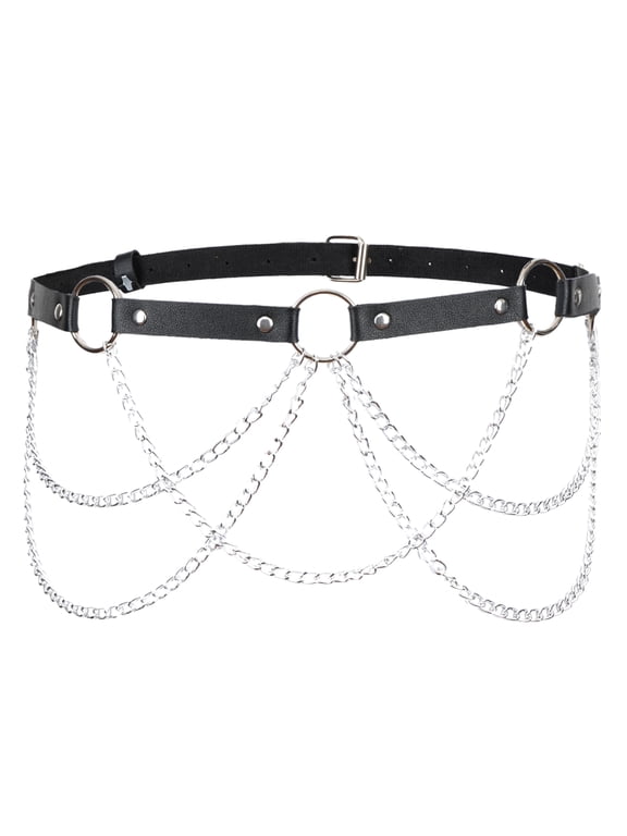 Gothic Punk Pants Chain Fashion Waist Chains with Detachable Link Multilayer Chain Punk Belts for Women Adjustable Metal Accessories Black
