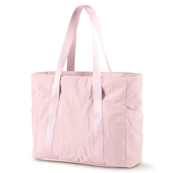 HonorHut Large Light Weight Tote Bag for Women Multiple Pockets Zipper Shoulder Bags Foldable Travel Bag Dance Yoga Mat Bag 15.25x6x12.5Inch Pink