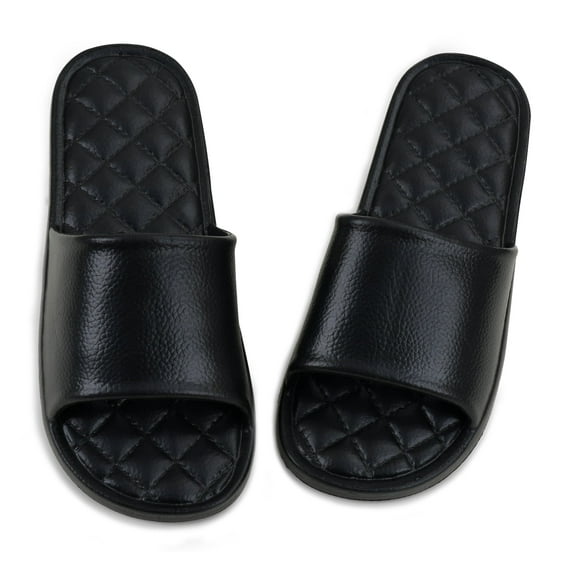 HonorHut Open Toe Sandals House Shower Shoes Lightweight Non Slip Slippers Comfortable Thickened Slides Portable Foldable Slip Unisex Black