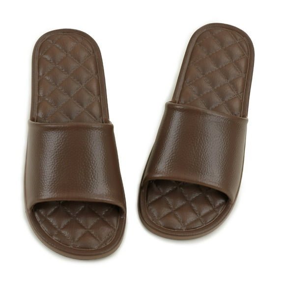 HonorHut Open Toe Sandals House Shower Shoes Lightweight Non Slip Slippers Comfortable Thickened Slides Portable Foldable Slip Unisex Brown