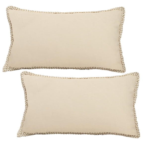 HonorHut Pack of 2 Throw Pillow Covers 12x20 Inch Modern Farmhouse Decorative Pillowcases Outdoor Cushion Cover Beige