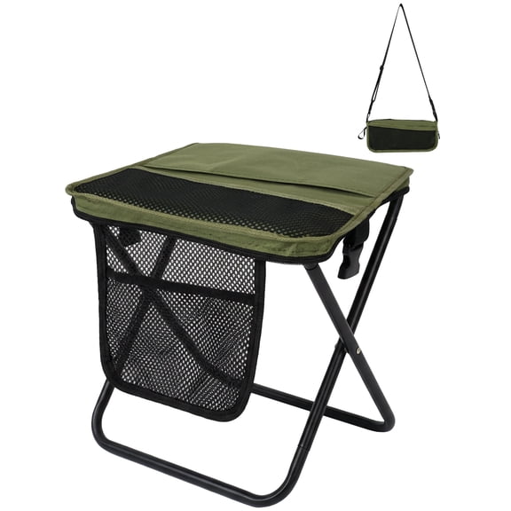 HonorHut Portable Folding Camping Stool, Lightweight with Storage Bag, Green, for Fishing Hiking BBQ Outdoor
