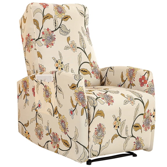 HonorHut Printed Recliner Slipcover Stretch Jacquard Armchair Covers Non Slip Fitted Couch Cover with Storage Pockets 8-Piece Set Orange