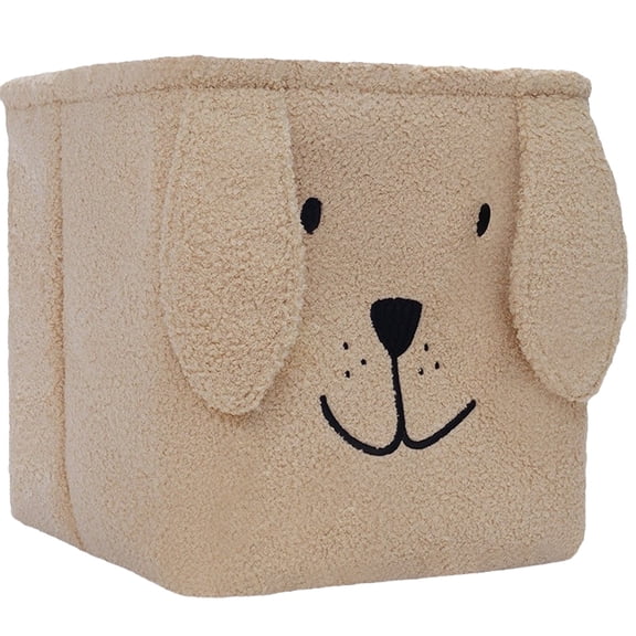 HonorHut Soft Plush Storage Baskets Collapsible Toy Baskets with Handle Open Storage Organizer Cute Rabbit Storage Bins Home Decoration Khaki