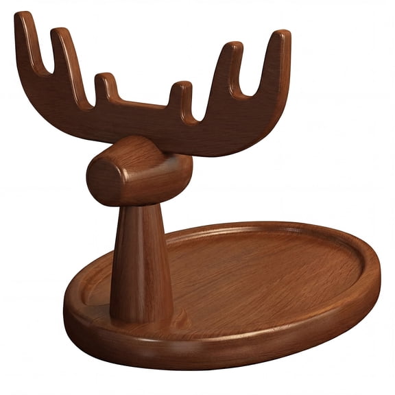 HonorHut Solid Wood Key Tray Farmhouse Jewelry Key Stand Hanging Organizer Decorative 4 Hooks Key Rack for Entryway Bathroom Living Room Elk Circle