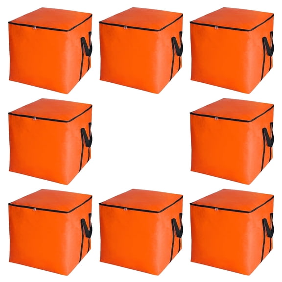HonorHut Square Storage Bags with Handles 8 Pack Zipper Large Moving Bags Heavy Duty Storage Tote for Clothes 20x20x20Inch Red