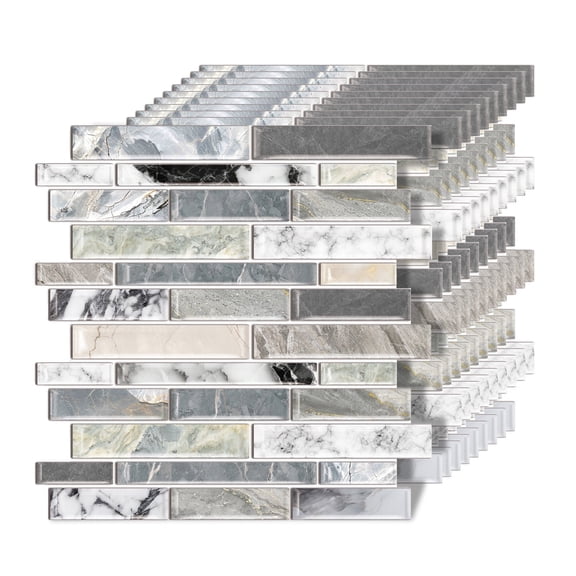 HonorHut Sticky Tile Wallpaper Removable Backsplash Wall Tiles 3D Self Adhesive Sticker Tiles Waterproof Wall Paper 12x12Inch 10 Sheets Black White