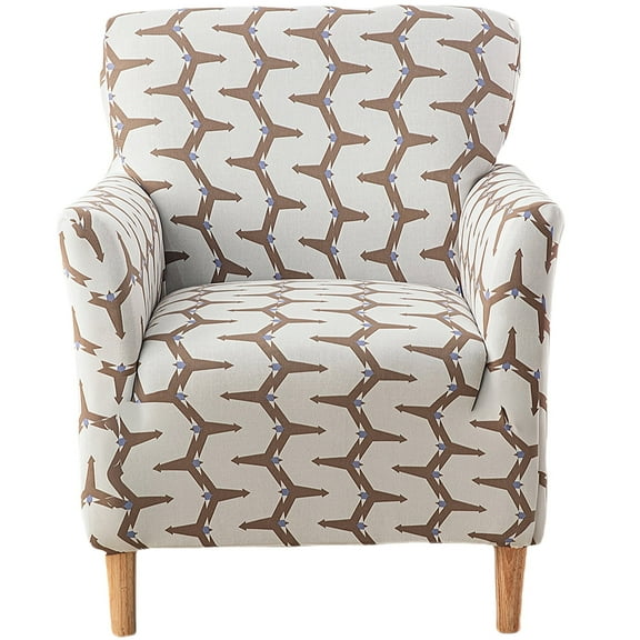 HonorHut Stretch Chair Cover with Arms Printed Armchair Slipcover Modern Soft Single Sofa Cover Washable All Inclusive Furniture Protector White Brown