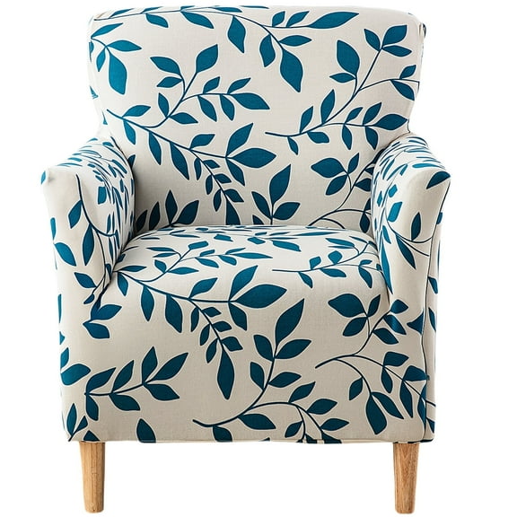 HonorHut Stretch Chair Cover with Arms Printed Armchair Slipcover Modern Soft Single Sofa Cover Washable All Inclusive Furniture Protector Cyan