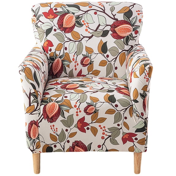 HonorHut Stretch Chair Cover with Arms Printed Armchair Slipcover Modern Soft Single Sofa Cover Washable All Inclusive Furniture Protector Orange Red