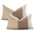 thumbnail image 1 of HonorHut Striped Throw Pillow Covers Set of 2 Modern Minimalist Pillow Covers Vertical Stripes Splicing Pillowcases Neutral Patchwork Cushion Covers 12x20Inch Yellow, 1 of 7
