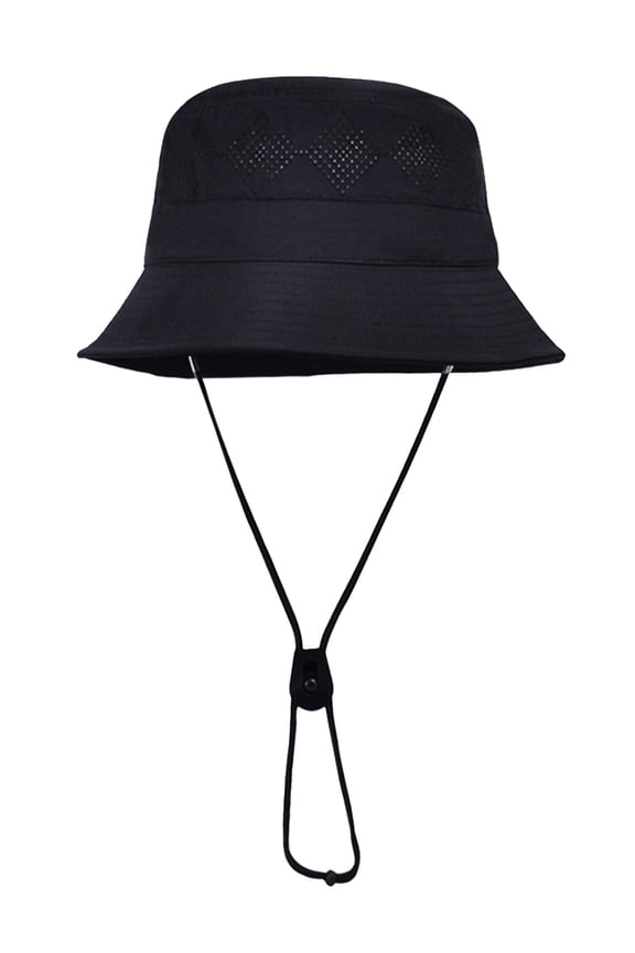 Sun Hats Waterproof Lightweight Bucket Caps Packable Summer Cap with Adjustable Chin Strap Breathable Hiking Fishing Hat Outdoor Protection Black