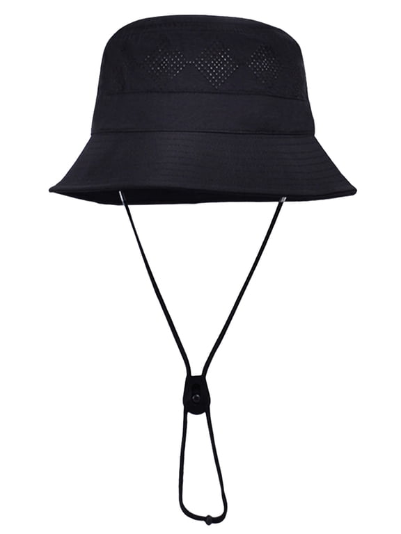 Sun Hats Waterproof Lightweight Bucket Caps Packable Summer Cap with Adjustable Chin Strap Breathable Hiking Fishing Hat Outdoor Protection Black