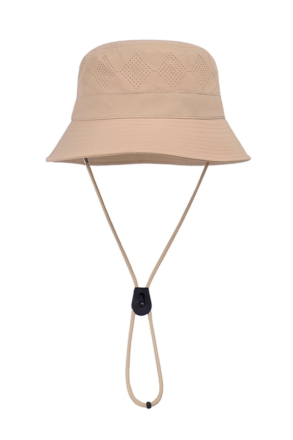 Sun Hats Waterproof Lightweight Bucket Caps Packable Summer Cap with Adjustable Chin Strap Breathable Hiking Fishing Hat Outdoor Protection Khaki