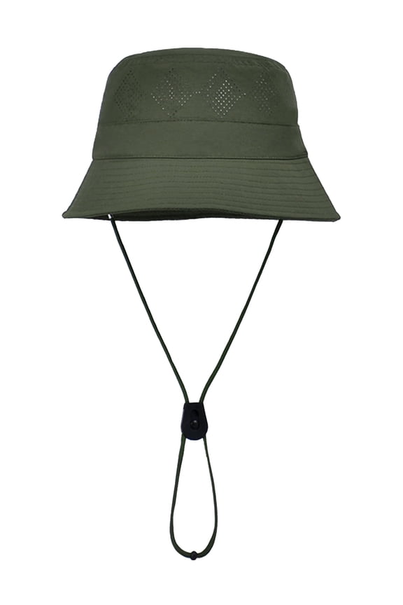 Sun Hats Waterproof Lightweight Bucket Caps Packable Summer Cap with Adjustable Chin Strap Breathable Hiking Fishing Hat Outdoor Protection Military Green