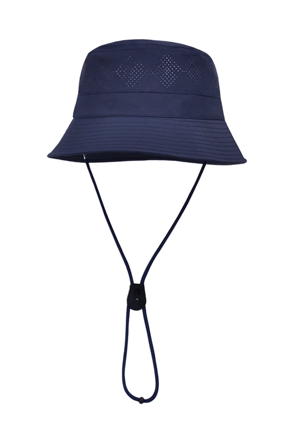 Sun Hats Waterproof Lightweight Bucket Caps Packable Summer Cap with Adjustable Chin Strap Breathable Hiking Fishing Hat Outdoor Protection Navy Blue
